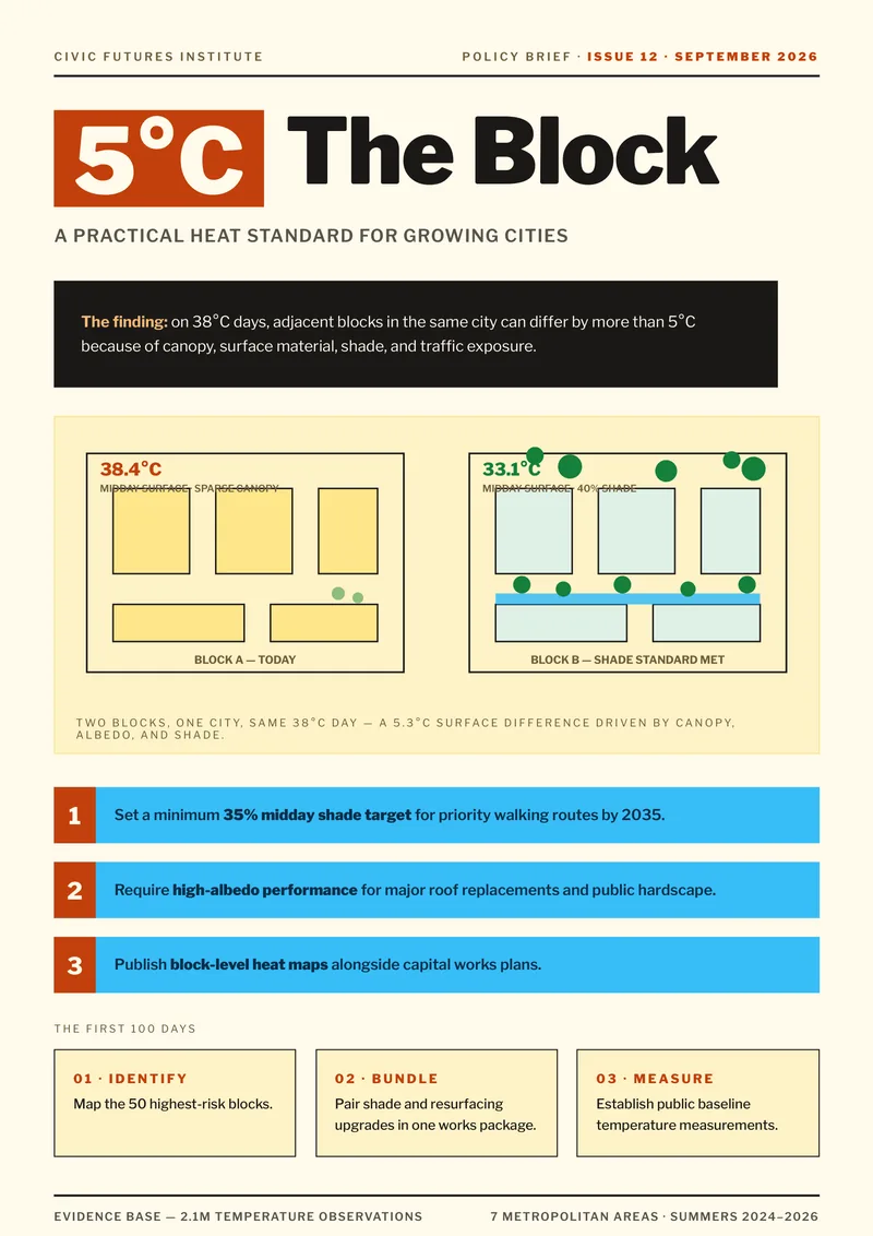 Civic Futures — Public Policy Brief. Urban heat mitigation standards.